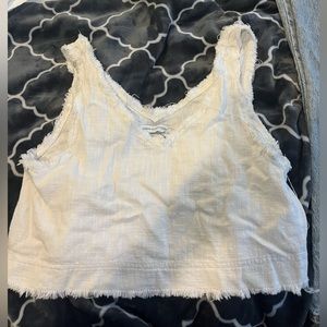 Urban outfitters frayed white top